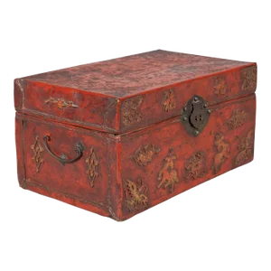 Late 19th Century Chinese Export Leather Red Box