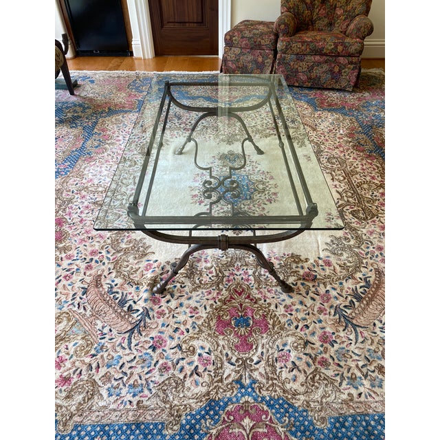 Metal Contemporary Table With Beveled Glass For Sale - Image 7 of 16