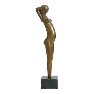 Mid 20th Century Modernist Brass Figure Sculpture For Sale