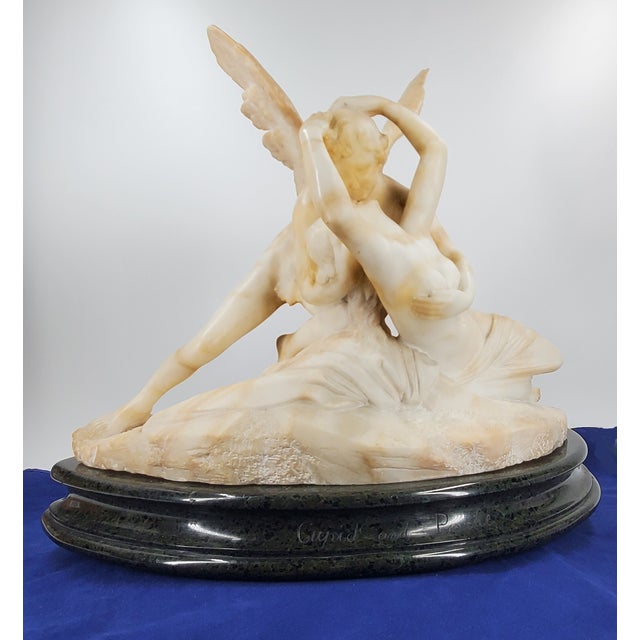 Early 20th Century Cupid and Psyche Alabaster Stone Sculpture After Antonio Canova For Sale - Image 11 of 18