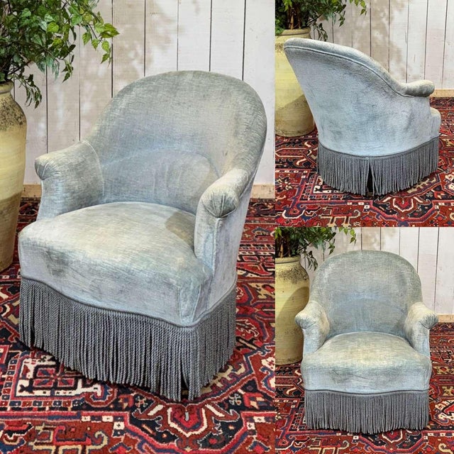 Napoleon III toadstool armchair, late 19th century - W=67cm, D=68cm, H=77cm, seat H=38cm.