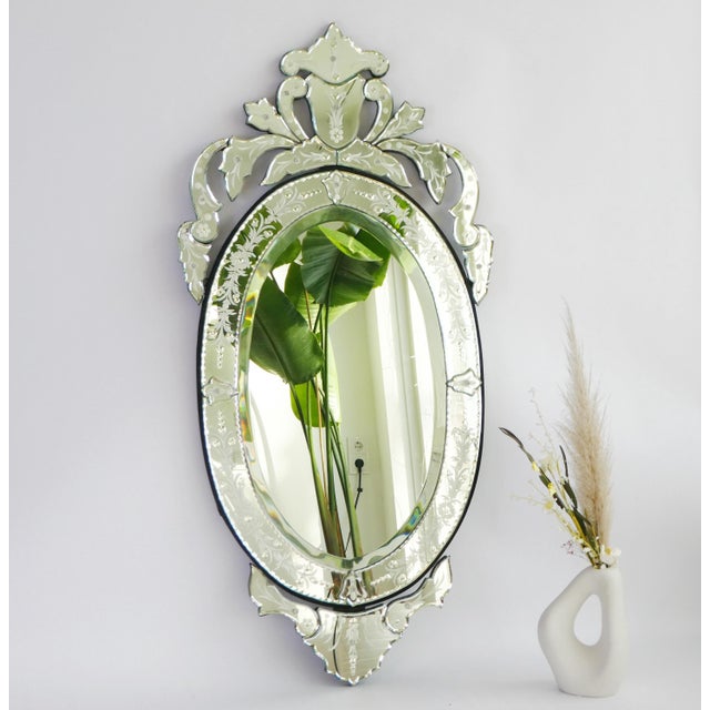 Large Vintage Italian Wall Mirror, 1950s For Sale - Image 6 of 10
