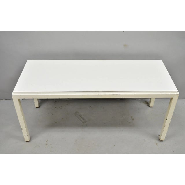 Mid-Century Modern Vintage Mid Century Modern Steel Metal White Laminate Top Coffee Table Bench For Sale - Image 3 of 14
