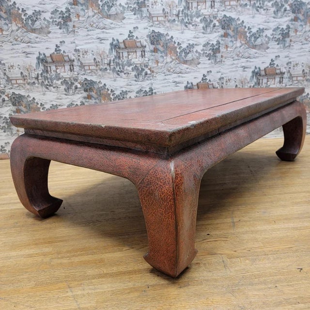 Wood Antique Shanxi Province Red Lacquer Elm Coffee Table For Sale - Image 7 of 11