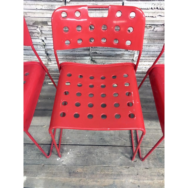 Red Vintage Italian Steel Omkstak Chairs by Rodney Kinsman for Bieffeplast, 1980s For Sale - Image 8 of 13