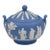 Vintage Wedgwood Blue Jasperware Covered Sugar Bowl or Lidded Trinket Dish For Sale