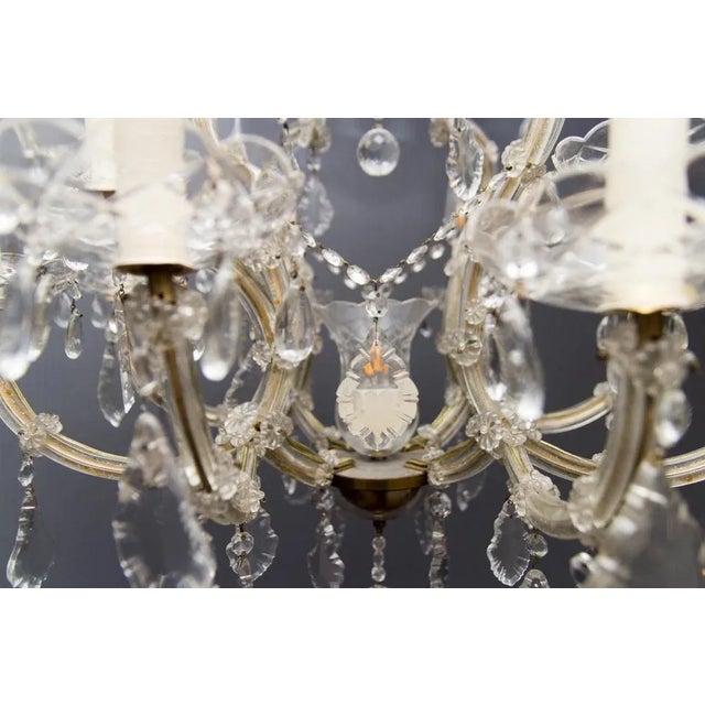 Metal Thirteen-Light Crystal Chandelier in the Style of Maria Theresa, 1950s For Sale - Image 7 of 18