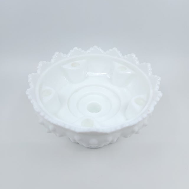 Vintage Fenton Milk Glass Hobnail Pedestal Candle Holder For Sale - Image 11 of 12