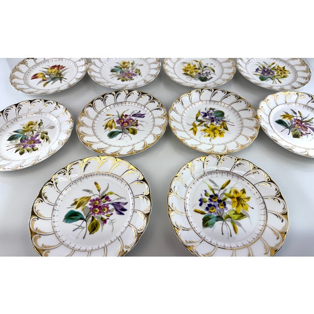 Ceramic Antique German Porcelain Floral Plates in the Manner of Carl Tielsch - Set of 12 For Sale - Image 7 of 10