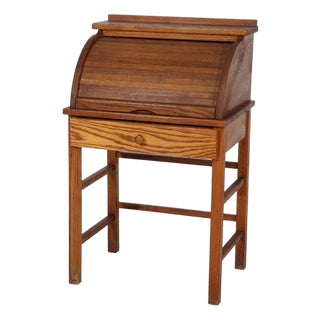 Antique Oak Child’s Roll Top Desk C1920 For Sale