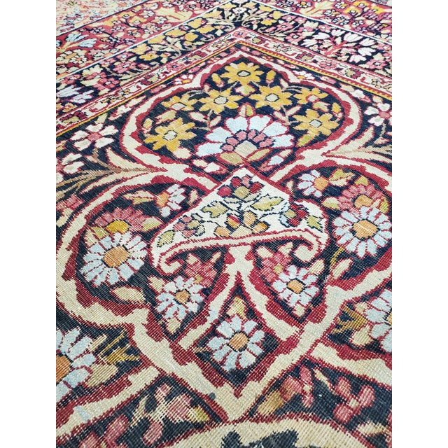 Antique Persian Lavar Kerman Carpet, Traditional, Soft, Gold, Ivory, Blue, Green For Sale - Image 13 of 18