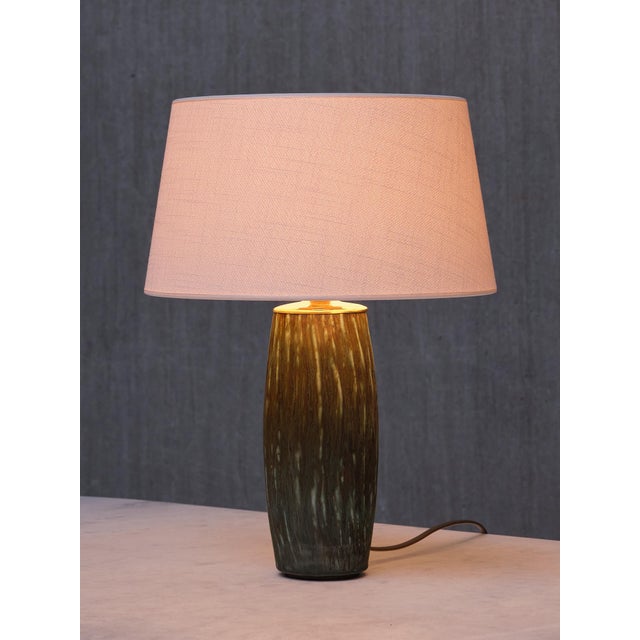 Rörstrand Rubus Green Ceramic Table Lamp by Gunnar Nylund for Rörstrand, 1960s For Sale - Image 4 of 12