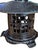 This vintage cast iron pagoda lantern features a broad sculptural roof, openwork lattice panels, and a decorative bird...