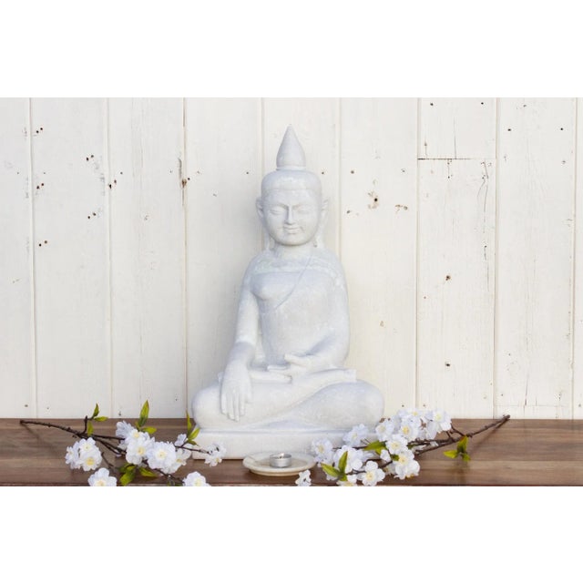 White Pure White Modern Burmese Buddha For Sale - Image 8 of 9