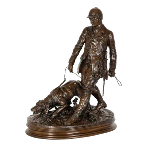 Fine and Rare “Valet De Limier” Antique Bronze Sculpture by Pierre Jules Mene