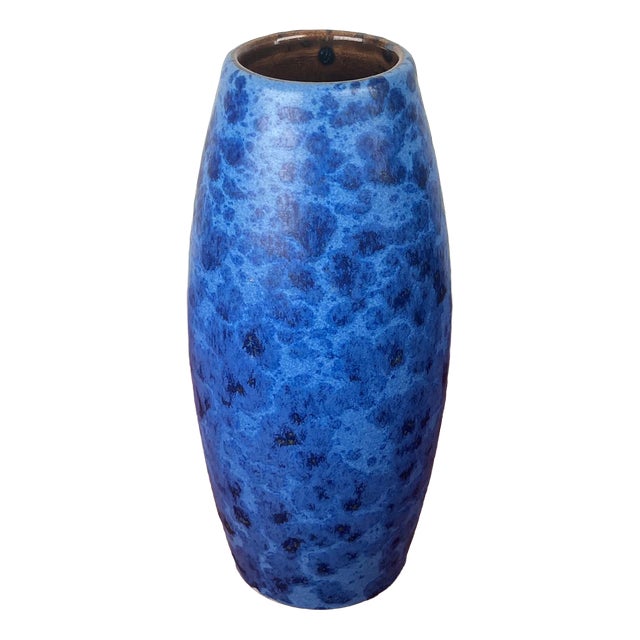Vintage Blue West German Pottery Vase from Scheurich, 1970s For Sale