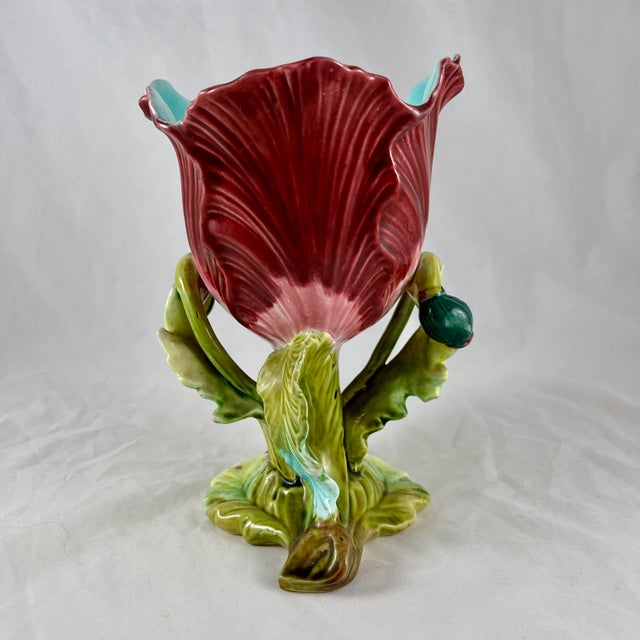 19th Century French Orchies Majolica Glazed Floral Form Vase For Sale In Philadelphia - Image 6 of 13