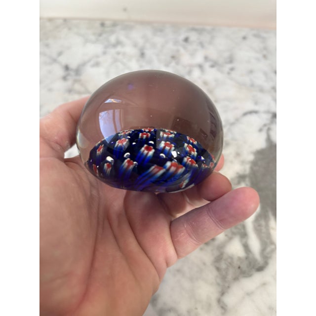 1950s Murano Glass Millefiori Paperweight With Mini Flower Design For Sale - Image 5 of 5