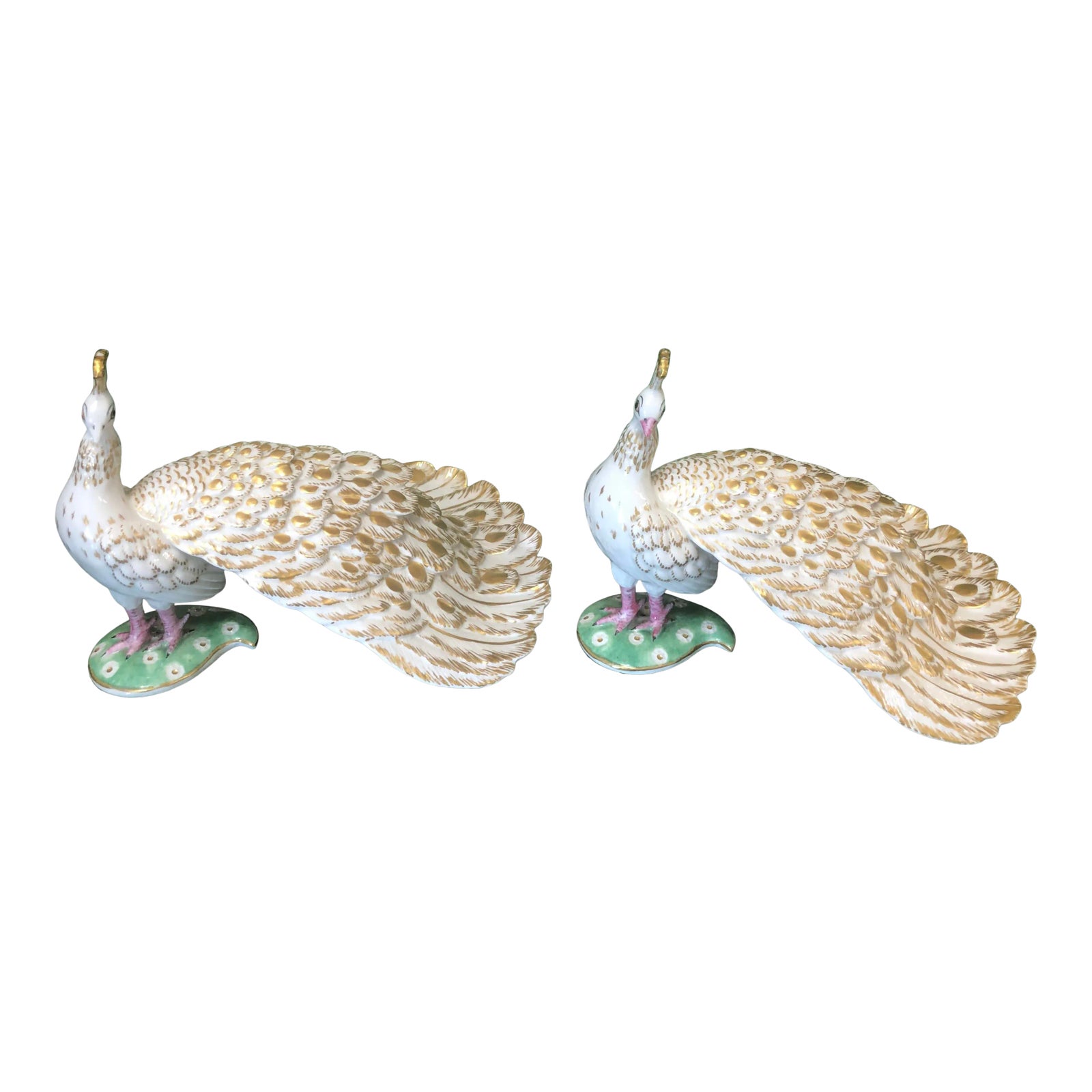 1950s Nymphenburg Porcelain Peacock Figurines by Luise TerletzkiScherf