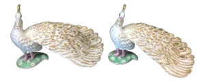 1950s Nymphenburg Porcelain Peacock Figurines by Luise Terletzki-Scherf - a Pair