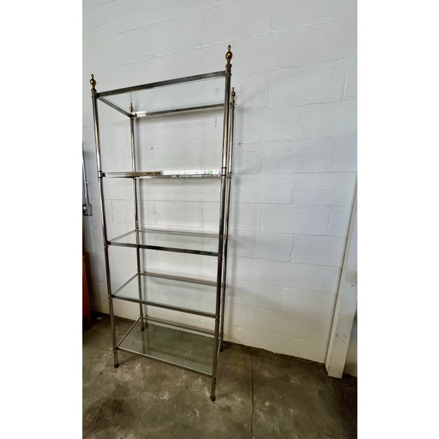 Hollywood Regency Maison Jansen Hollywood Regency Chrome and Brass Étagère For Sale - Image 3 of 10