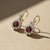 Modern Art Nouveau Garnet Flower and Leaf Drop Earrings, Silver, Gold, Pair For Sale - Image 3 of 6