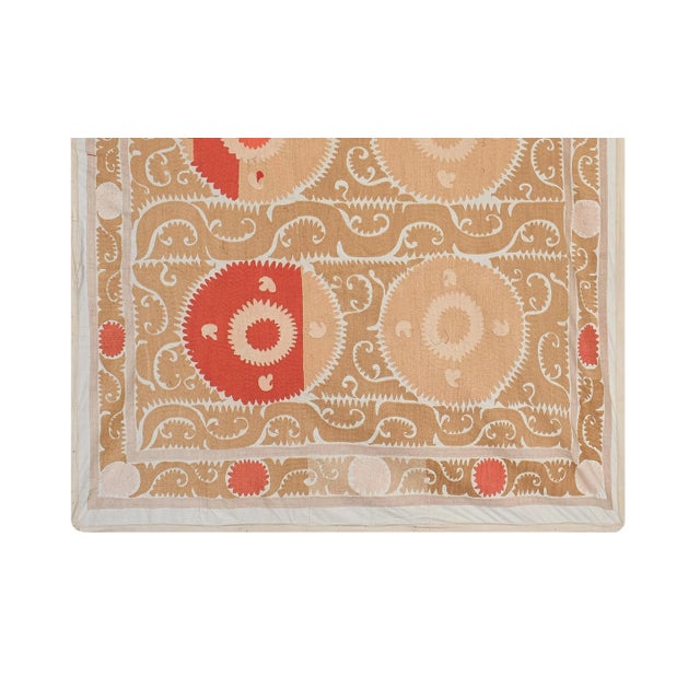 1960s Suzani Wall Hanging Decor With Pastel Colors 6'11'' X 11'6'' Dimension; 82.7" x 137.8" inches / 210 x 350 Cm/ 6'11''...