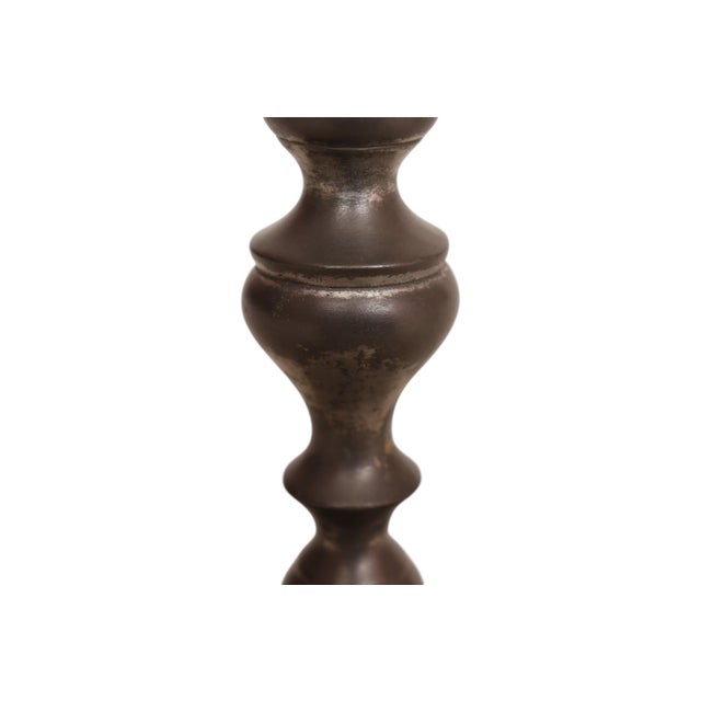 Rustic European Pewter Candlestick Holders - A Pair For Sale - Image 3 of 7
