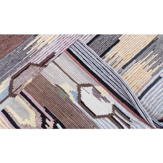 Textile Doris Leslie Blau Vintage Scandinavian Abstract Cream Beige Flatweave Wool Rug For Sale - Image 7 of 7