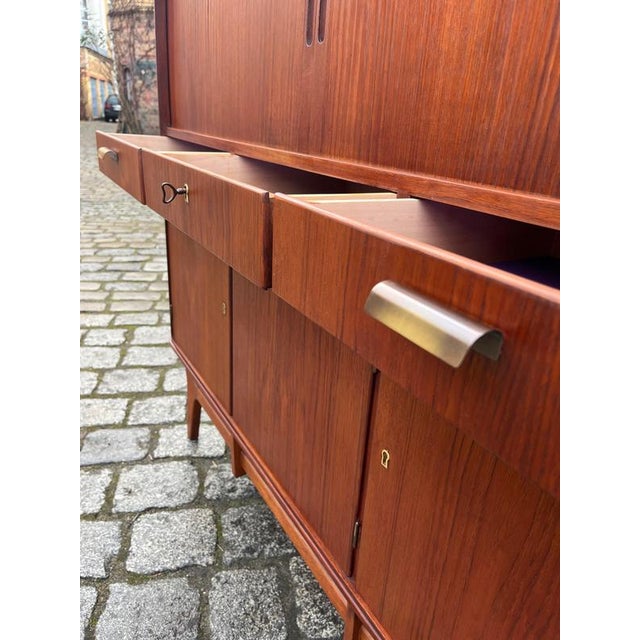 Danish Teak Highboard with Louvered Doors For Sale - Image 9 of 11