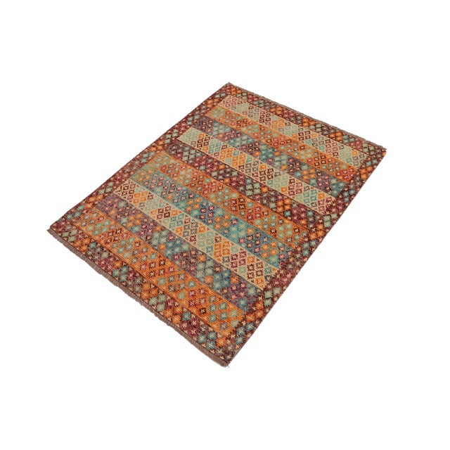 Abstract Eclectic Balochi Brown/Rust Wool Rug - 3'6''x5'2'' For Sale - Image 3 of 11