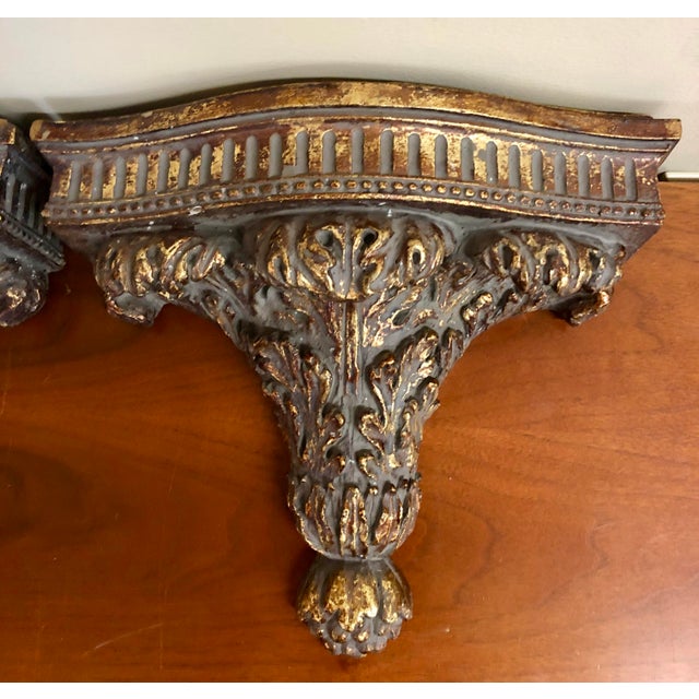 Florentine Italian Wall/Shelf Sconces With Gold Gilt Accents a Pair