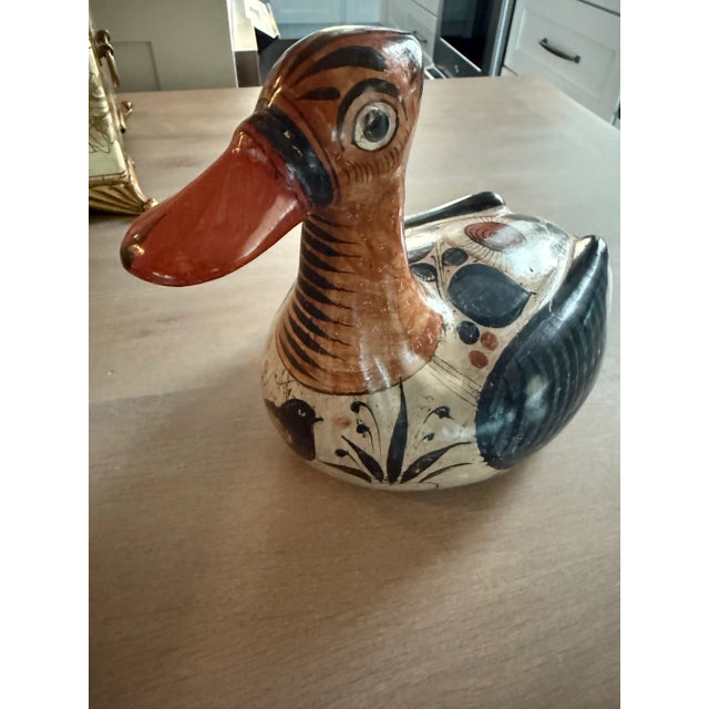 Traditional Large Vintage Tonala Pottery Duck For Sale - Image 3 of 12