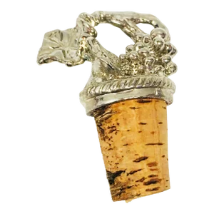 1990s Vintage Silverplate Grape Cluster Bottle Stopper