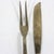 Chinoiserie Vintage Brass Faux Bamboo Serving Fork and Knife Servers Carving Utensils Large For Sale - Image 3 of 7