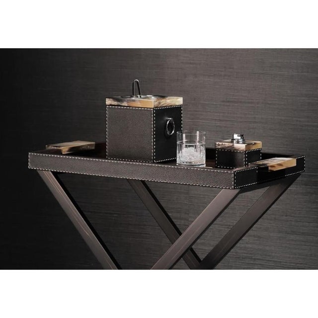 Not Yet Made - Made To Order Lipari Butlers Serving Table with Tray in Ebony Veneer and Leather by Arcahorn For Sale - Image 5 of 8