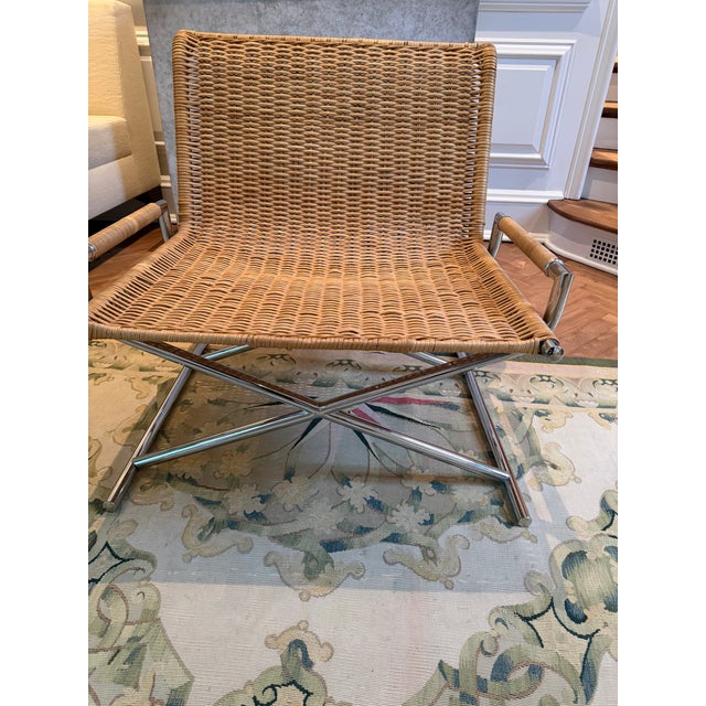 Iconic mid-century modern lounge chair designed & attributed to Ward Bennett for Brickel Associates, featuring a...