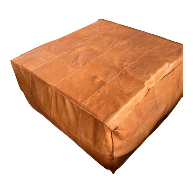 Contemporary Moroccan Leather Ottoman For Sale