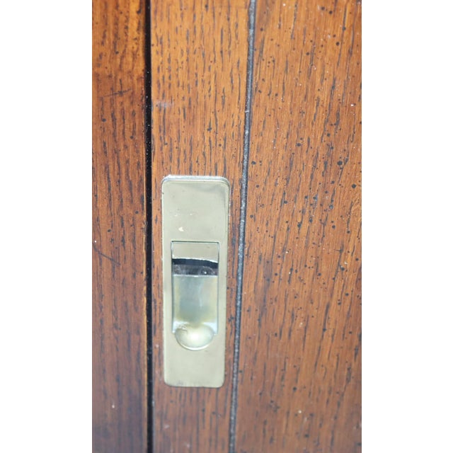 Brown 1970s Campaign Lighted Corner Cabinet For Sale - Image 8 of 12