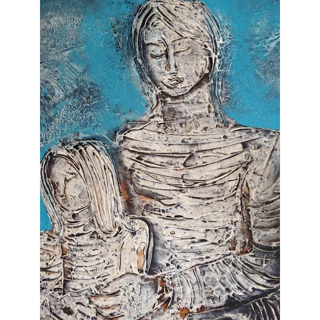 Dzemma Skulme, Mother with Child, 1975, Oil on Cardboard For Sale - Image 4 of 5