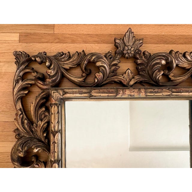 Vintage 20th Century Large Gilt Rococo Carved Mirror For Sale - Image 9 of 14