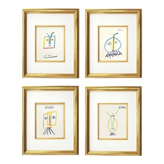 1960s Picasso Lithograph Set of 4 Framed Stories For Sale
