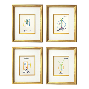1960s Picasso Lithograph Set of 4 Framed Stories