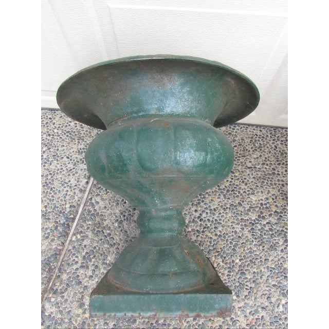 Pair of Antique French Medici Style Cast Iron Urns For Sale - Image 15 of 18