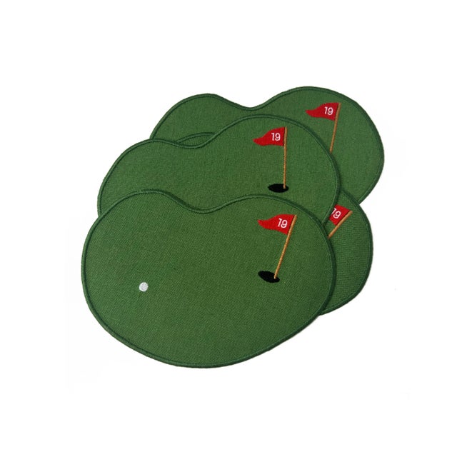 The 19th hole is now your home bar! Made of lush green, European linen and Mako cotton thread, these novel cocktail...
