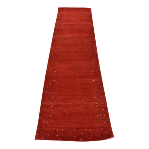 Gabbeh Runner 2’10” X 9’8” Red Wool Contemporary Hand-Knotted Oriental Rug