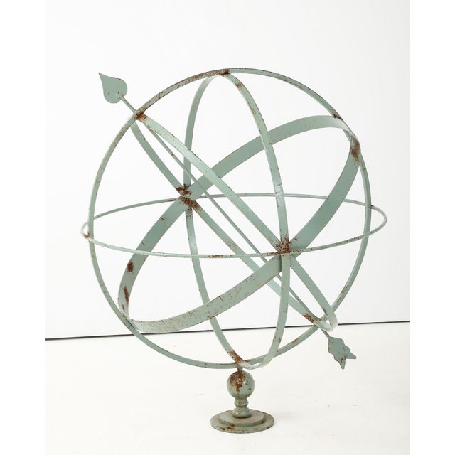 Celadon Painted English Mid-20th Century Iron Armillary For Sale - Image 15 of 15