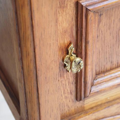 Brown Antique Bedside Table with White Marble Top, France, 1900s For Sale - Image 8 of 10