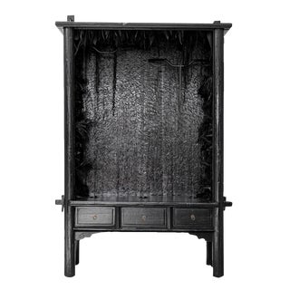 Vintage Oriental Wooden Wardrobe, 1920s For Sale