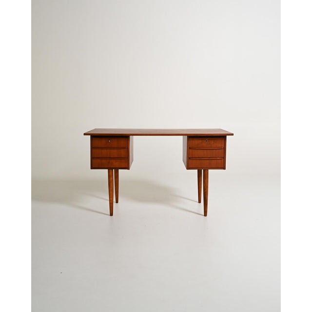 Scandinavian Teak Desk with 6 Drawers, 1960s For Sale - Image 12 of 12